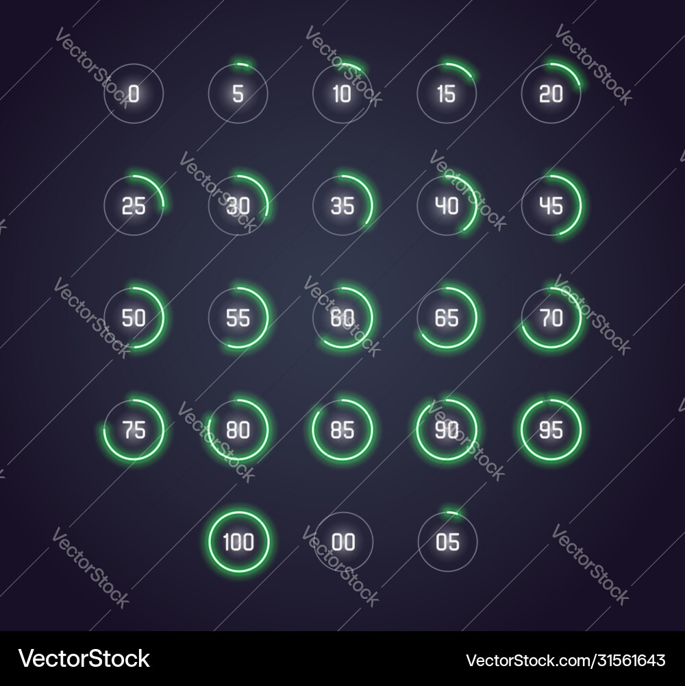 Icon set in neon style loading buffering Vector Image