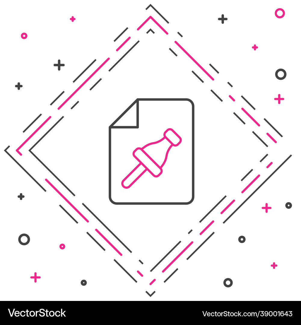 Line note paper with pinned pushbutton icon Line note paper with pinned pushbutton icon vector image