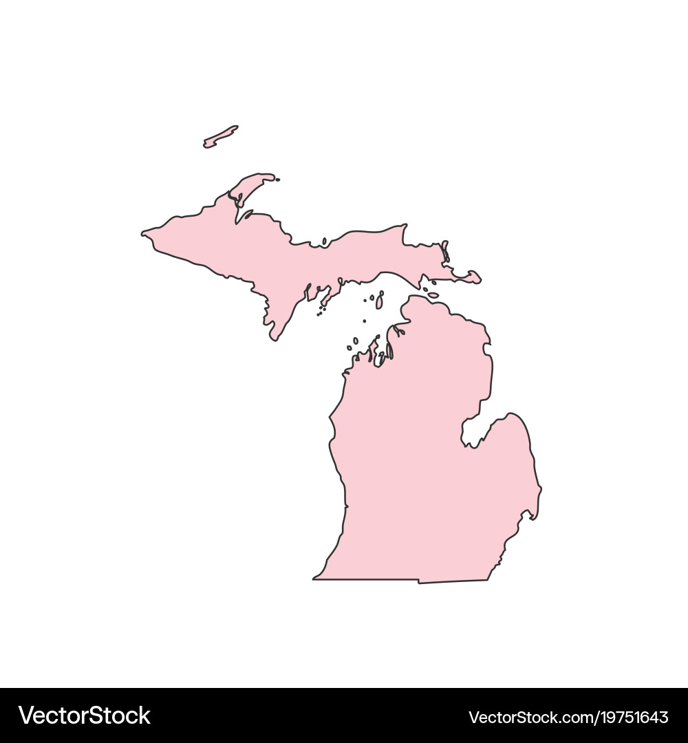 Michigan State Map Silhouette Vector Image