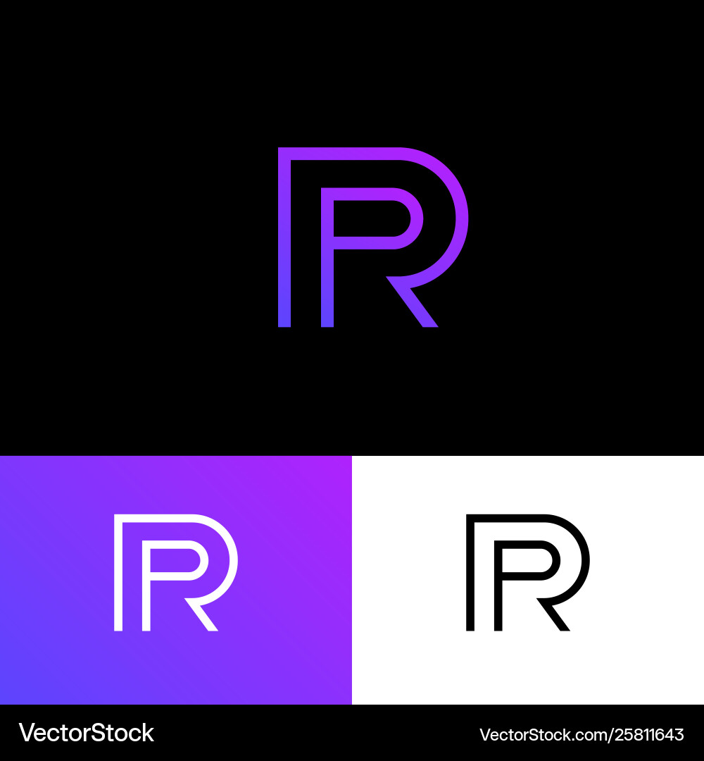 P&R Linear Monogram Logo vector image