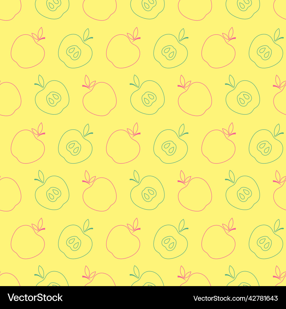 Seamless pattern with apple icon in line Seamless pattern with apple icon in line vector image