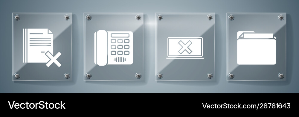 Set document folder laptop and cross mark Set document folder laptop and cross mark Vector Image