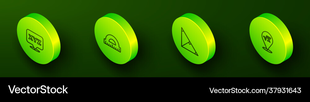 Set isometric line xyz coordinate system Set isometric line xyz coordinate system Vector Image