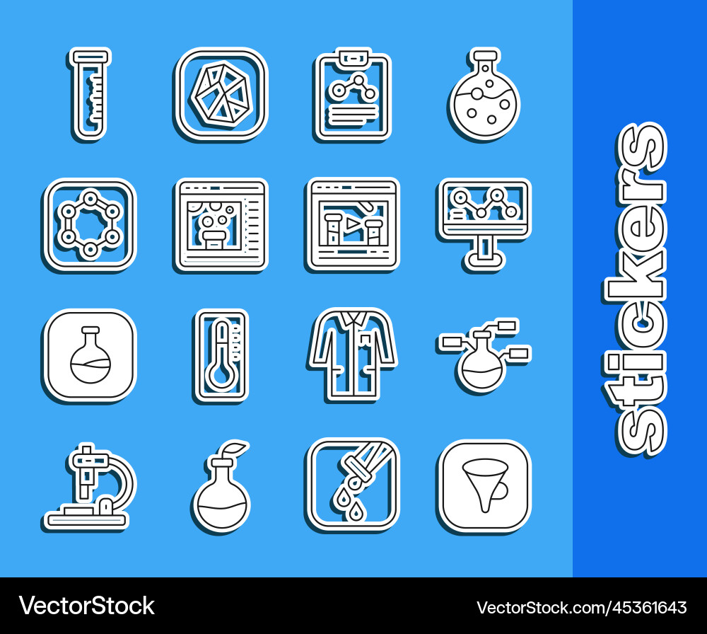 Set line funnel or filter test tube and flask Set line funnel or filter test tube and flask vector image