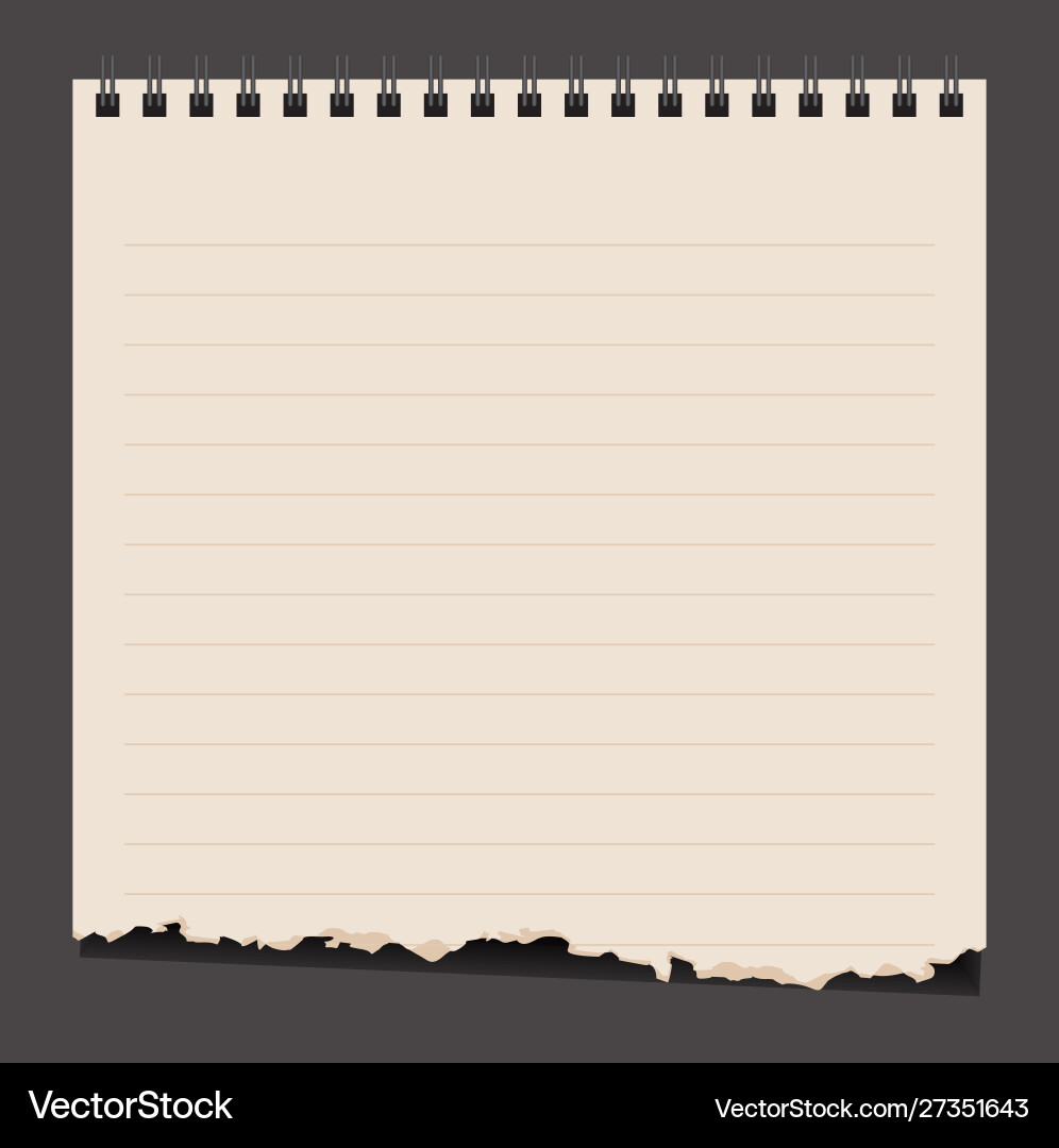 Torn Lined Paper with Wire Binding vector image