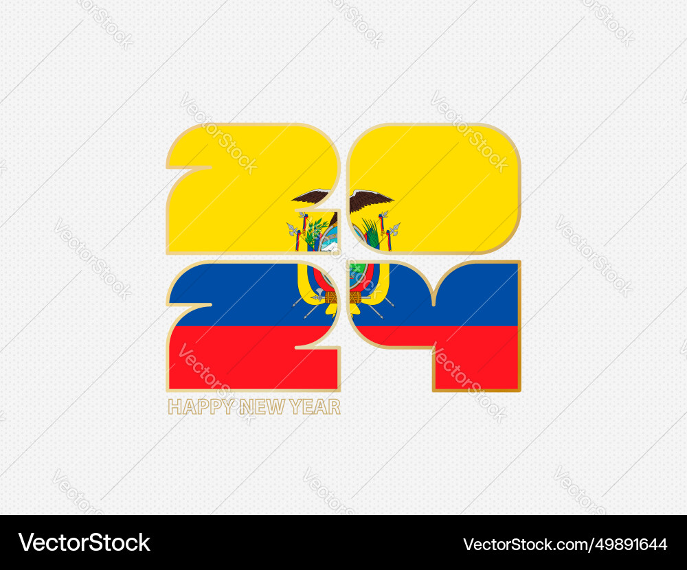 Abstract numbers 2024 with flag of ecuador Vector Image