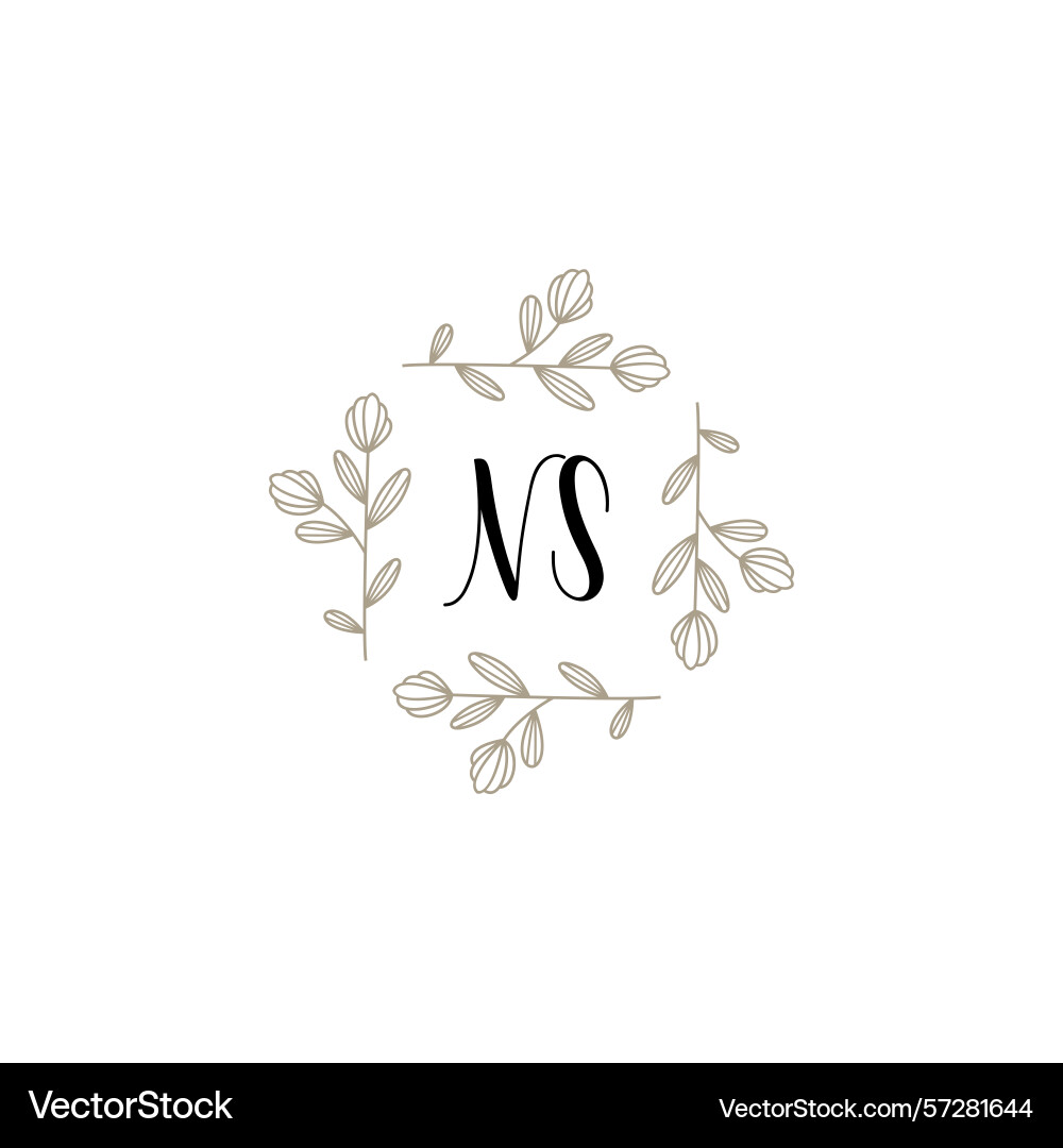 Botanical monogram logos with initial ns Botanical monogram logos with initial ns Vector Image