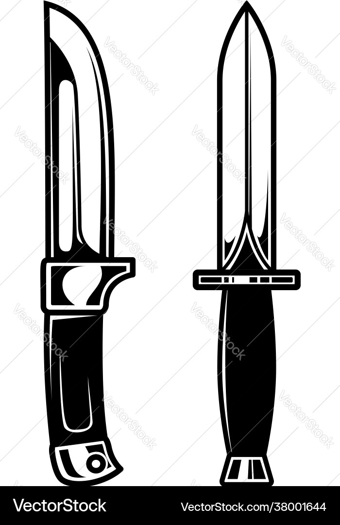 Combat Knife Set - Sharp Weapon Design Vector Image