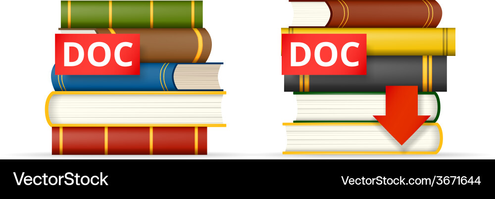 Doc format books stacks icons vector image