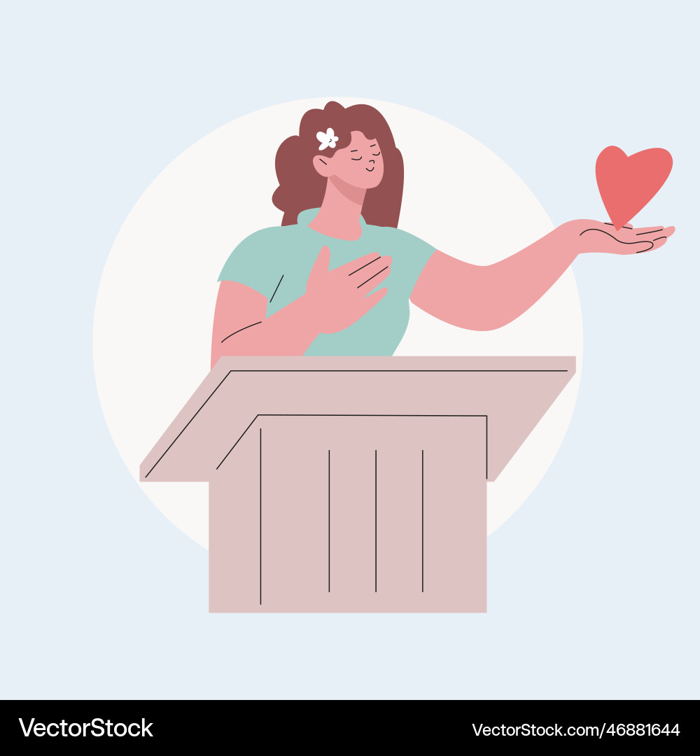Girl stands behind the podium global ecology Girl stands behind the podium global ecology vector image