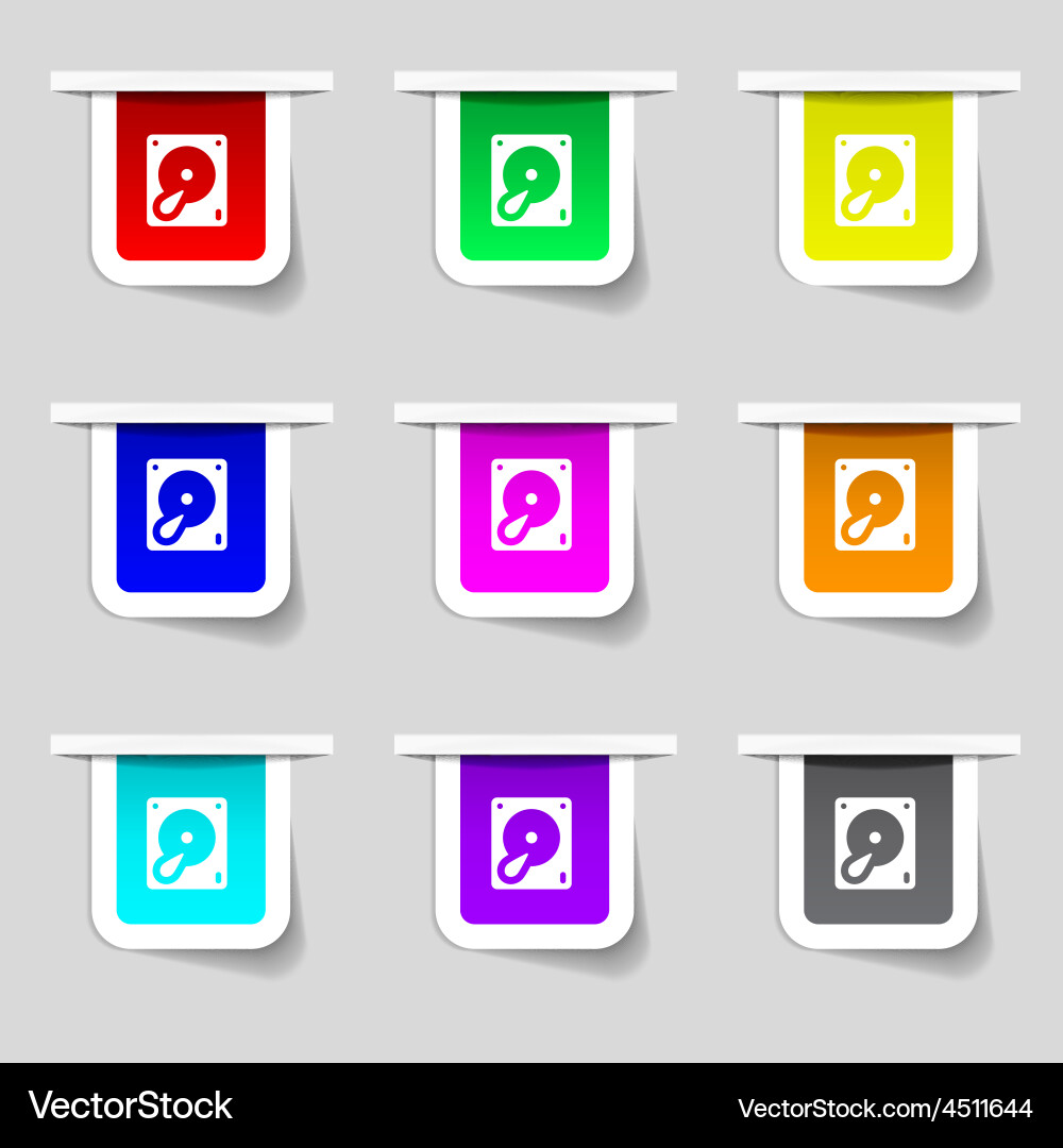 Hard disk and database icon sign set vector image