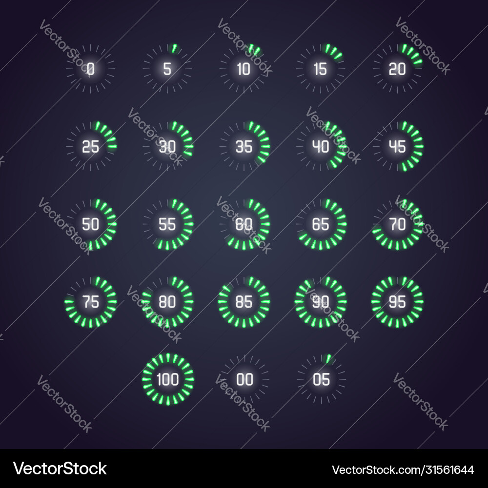 Icon set in neon style loading buffering Icon set in neon style loading buffering vector image