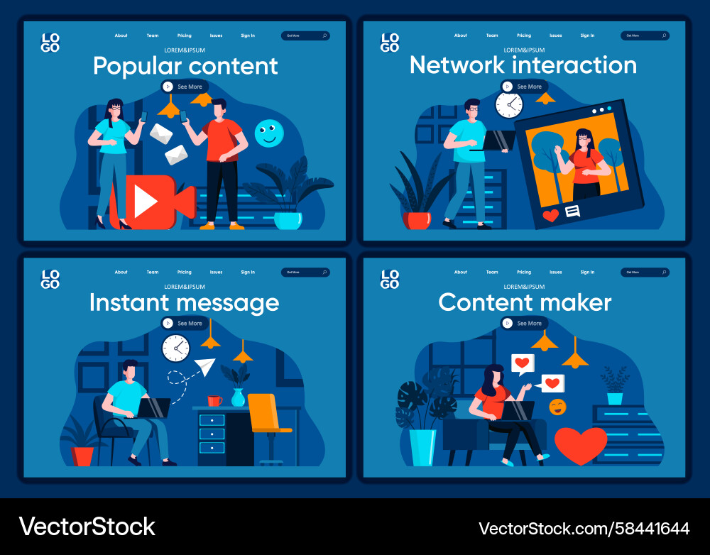Instant Messaging Landing Pages Vector Image