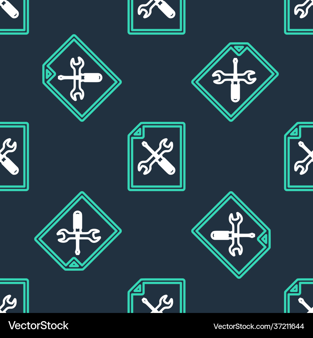 Line file document with screwdriver and wrench Line file document with screwdriver and wrench vector image