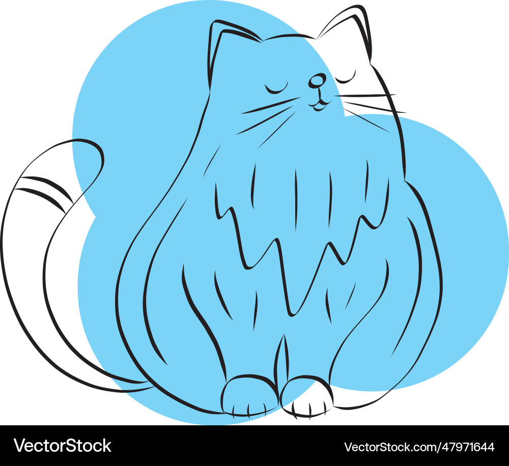 Line of cat with blue circle on empty background Line of cat with blue circle on empty background Vector Image
