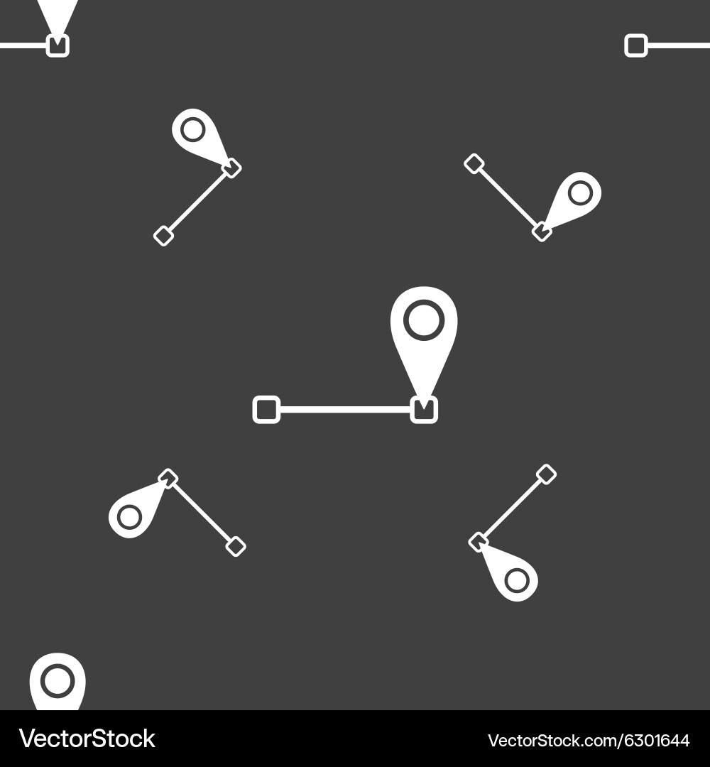Map pointer icon sign seamless pattern on a gray vector image