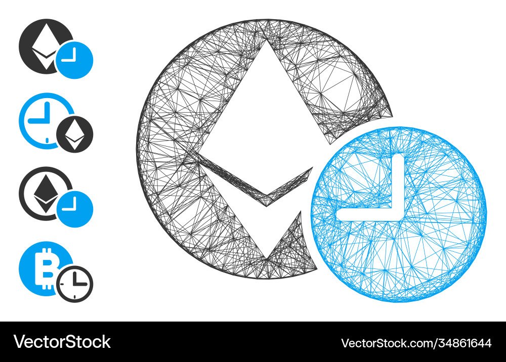 Network ethereum credit clock mesh Network ethereum credit clock mesh vector image