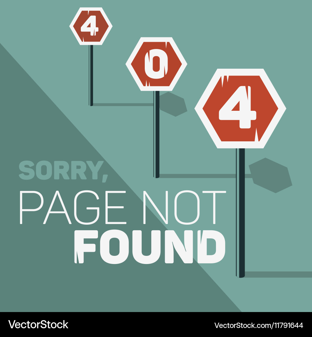 Oops error 404 web banner page not found stop vector image