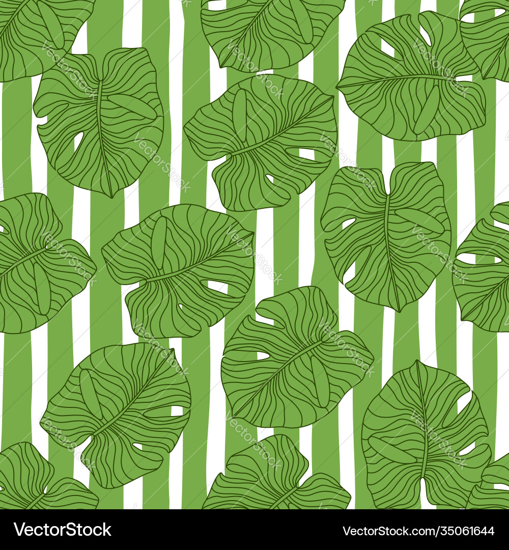 Random seamless botanic pattern with green vector image