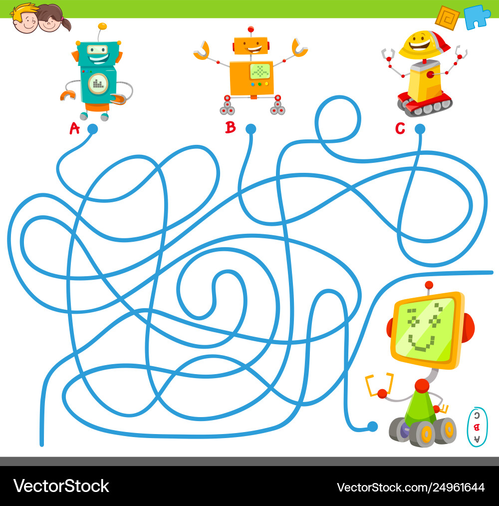 Robot Maze Puzzle Game vector image