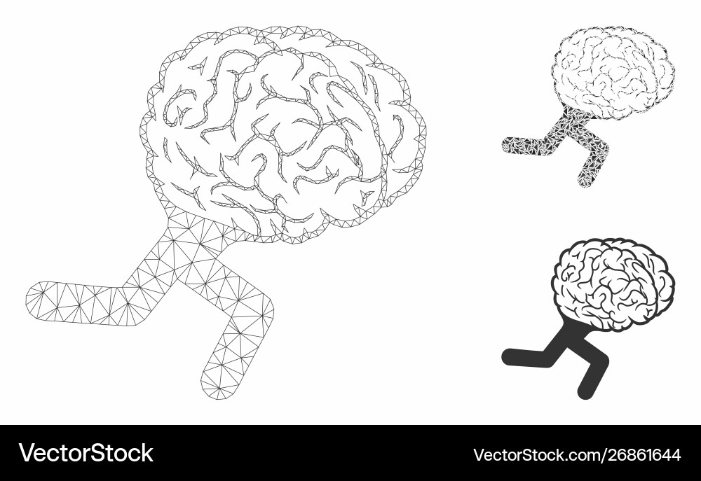 Running brain mesh wire frame model Running brain mesh wire frame model Vector Image