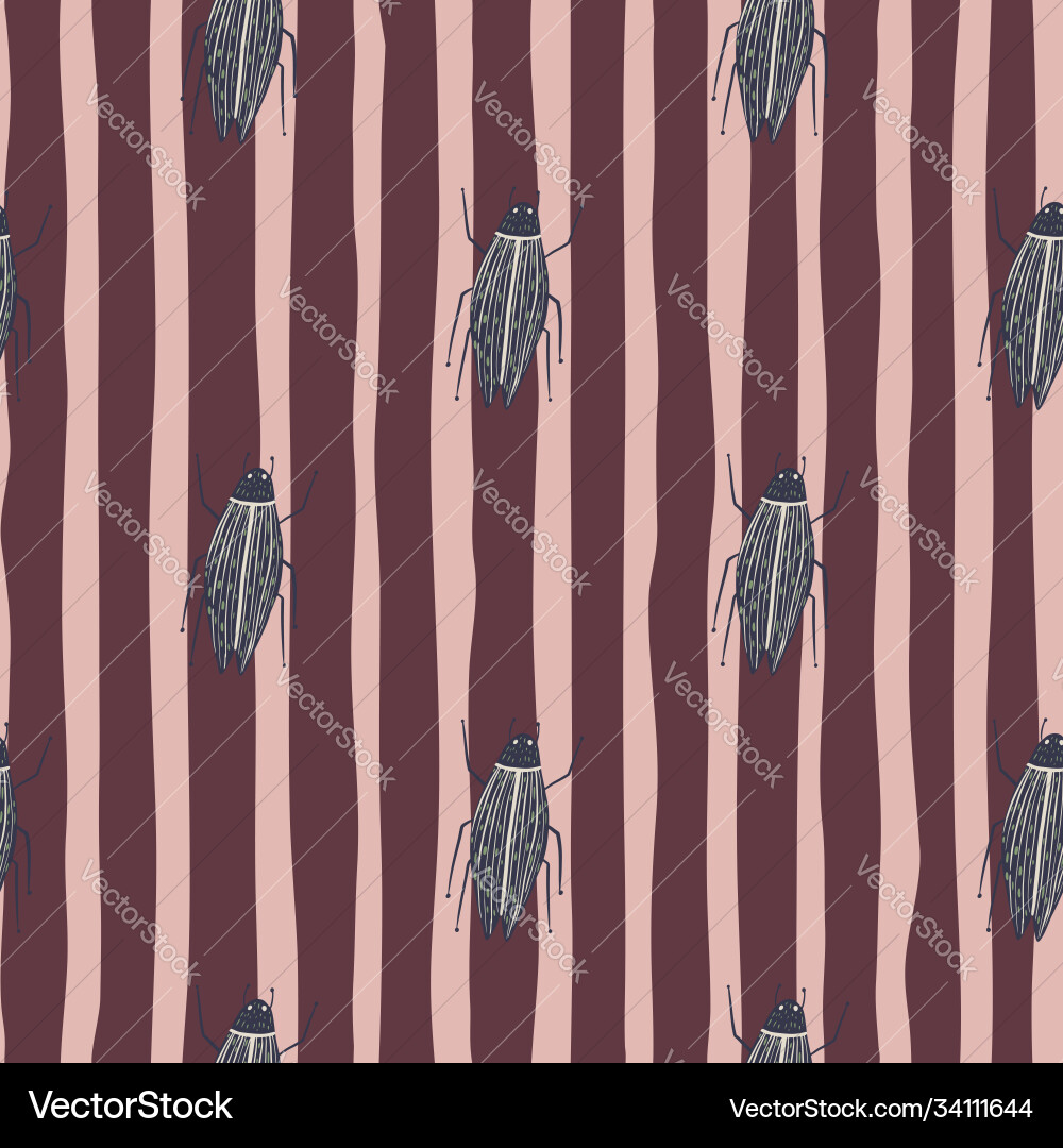Seamless botanic pattern with flat bugs shapes Seamless botanic pattern with flat bugs shapes vector image