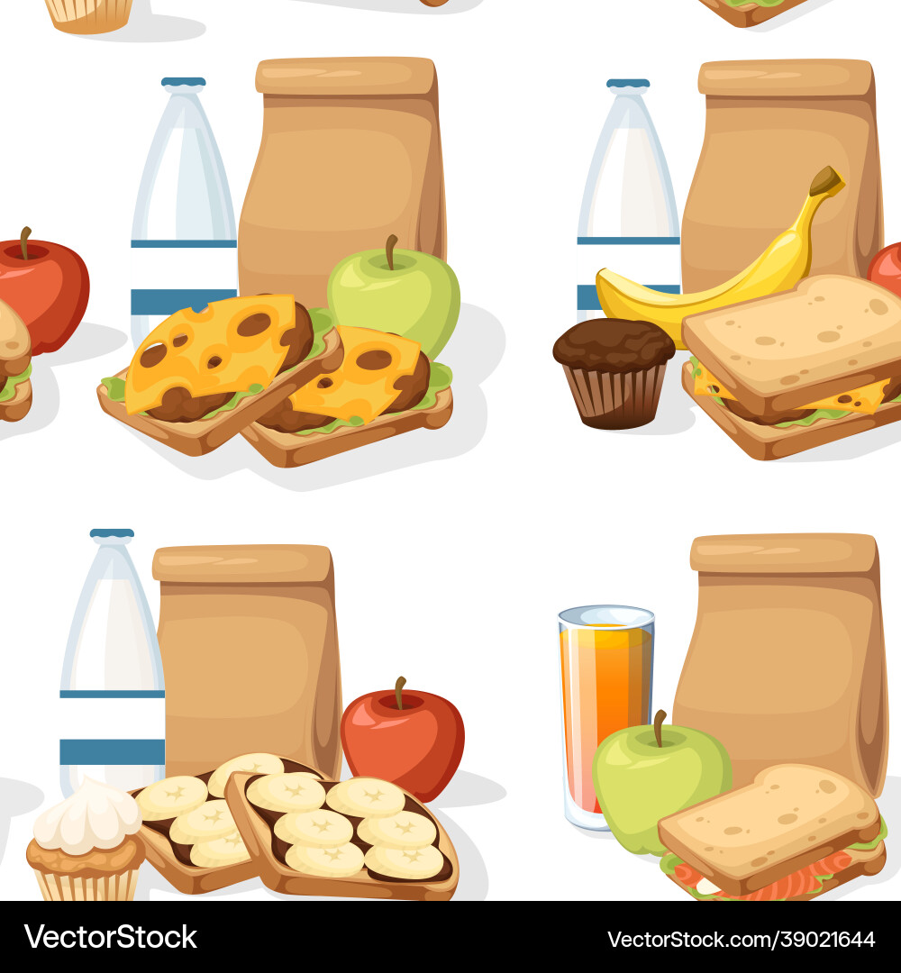 Seamless pattern different lunches with paper Seamless pattern different lunches with paper vector image