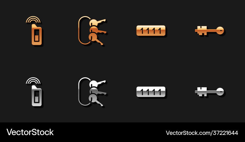 Set car key with remote bunch keys password Set car key with remote bunch keys password Vector Image