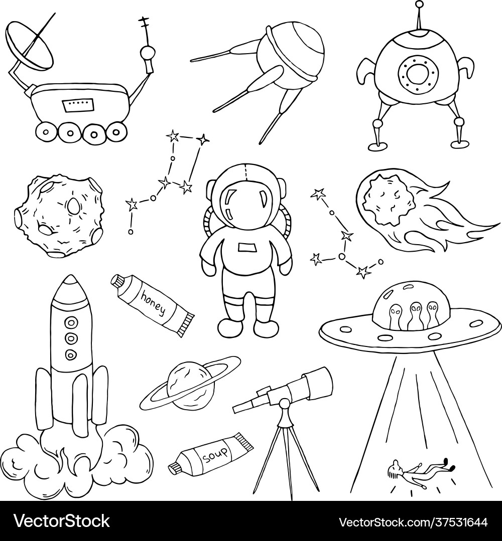 Set different space objects Set different space objects vector image