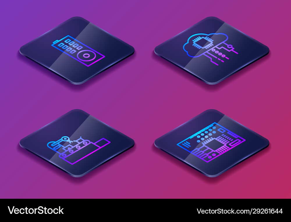 Set isometric line remote control factory Set isometric line remote control factory vector image