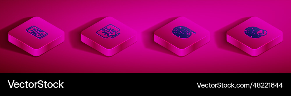 Set isometric line system bug on mobile Set isometric line system bug on mobile Vector Image