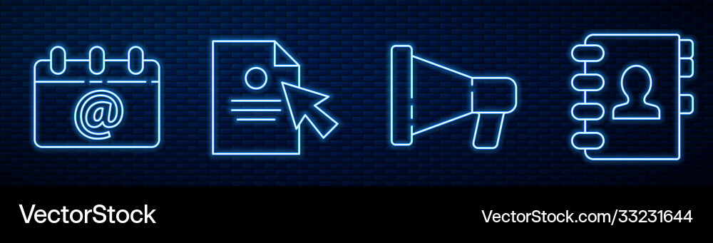 Set line megaphone calendar with email document vector image