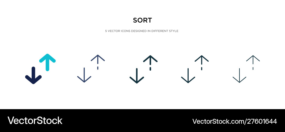 Sort icon in different style two colored vector image
