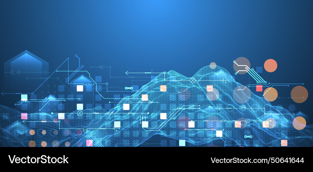 Wireframe big data concept abstract digital vector image