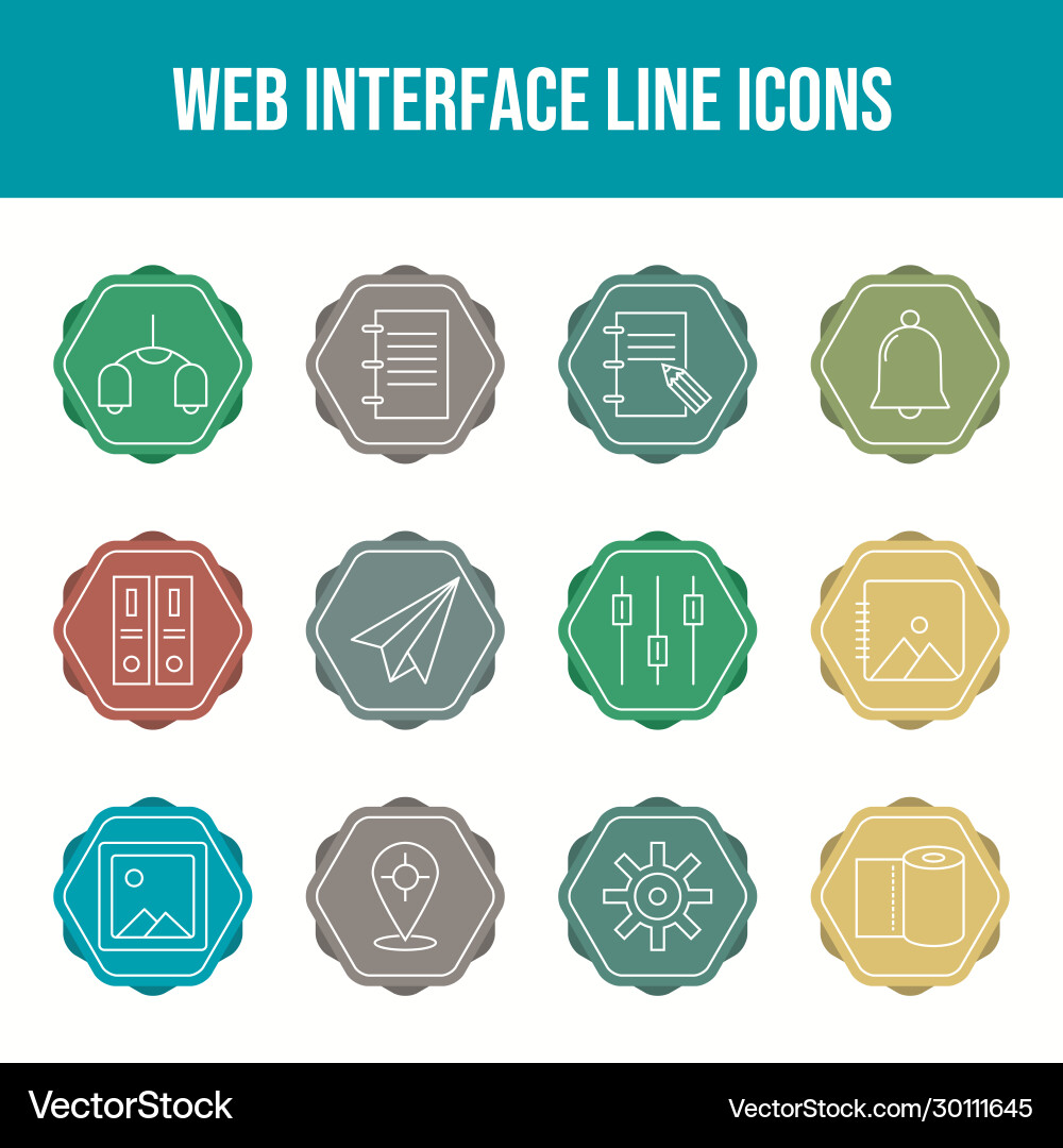 Beautiful web interface icon set vector image