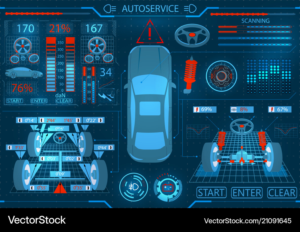 Car service scanning graphical interface Car service scanning graphical interface vector image