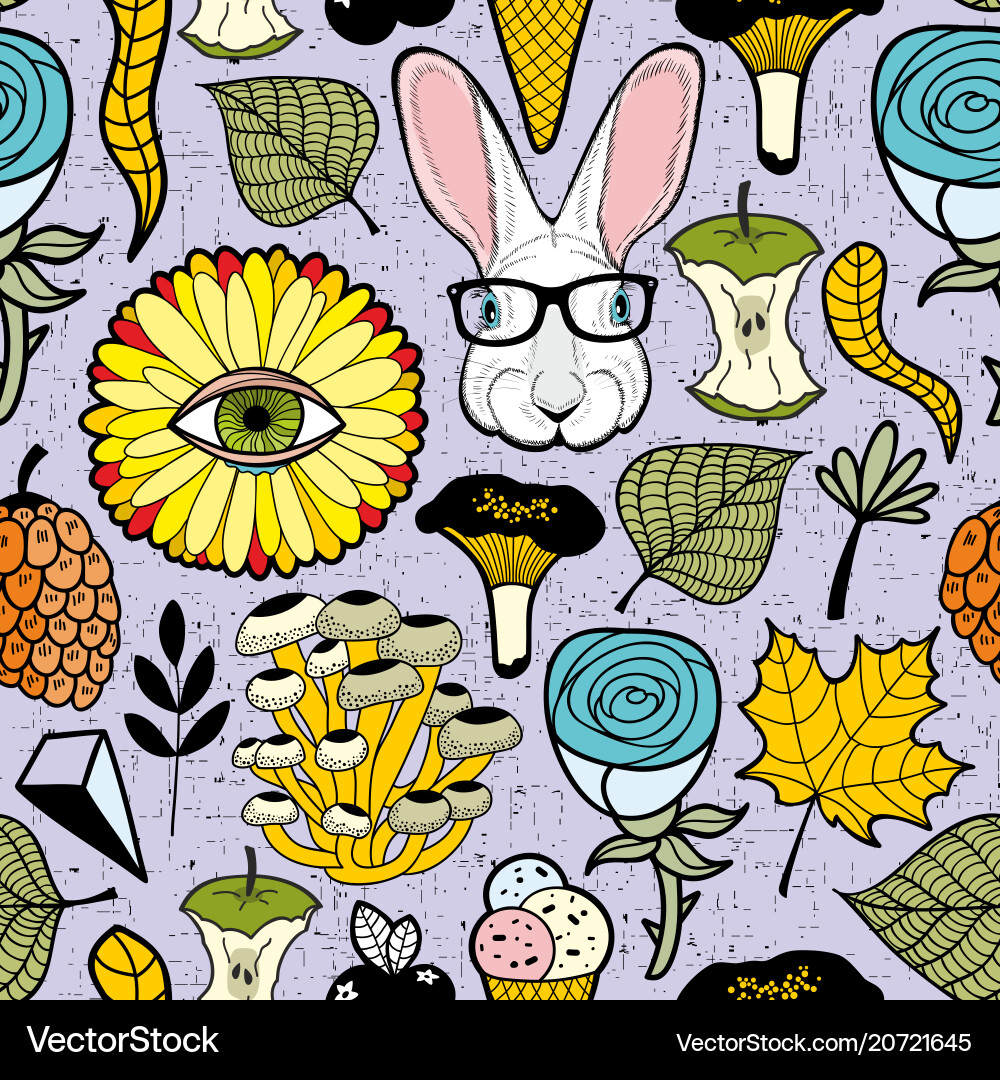 Colorful endless pattern with rabbit in glasses Colorful endless pattern with rabbit in glasses vector image