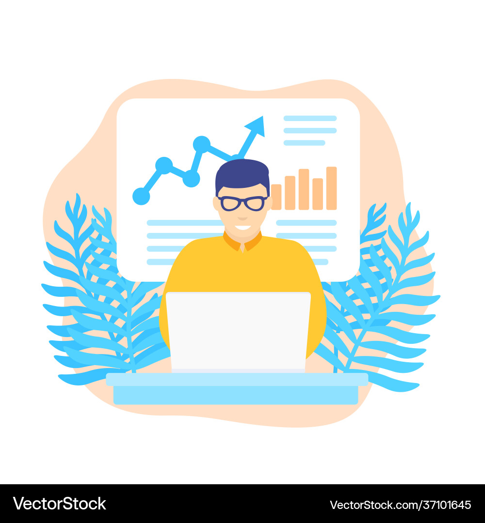 Data analyst a man working with analytics Data analyst a man working with analytics Vector Image