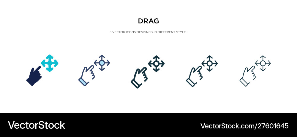 Drag icon in different style two colored Drag icon in different style two colored Vector Image