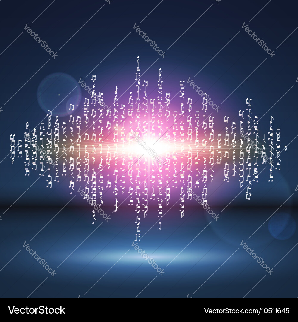 Exploding party music wave made of notes Vector Image