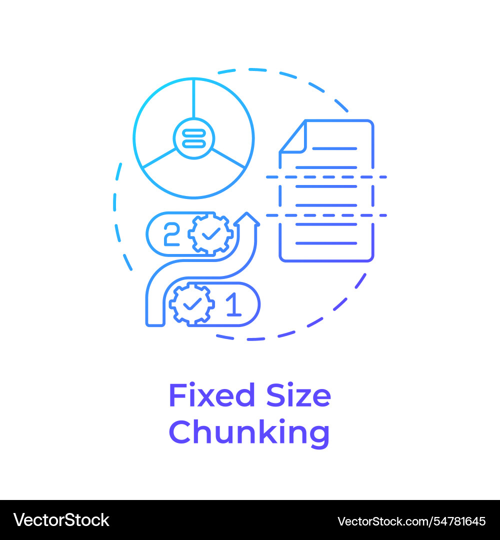 Fixed size chunking blue gradient concept icon Fixed size chunking blue gradient concept icon Vector Image