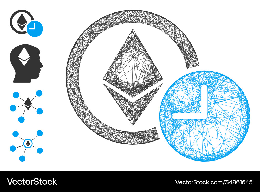Linear ethereum credit clock mesh Linear ethereum credit clock mesh vector image