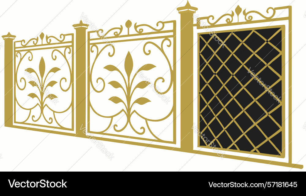 Luxurious ornate fence section with mesh Vector Image