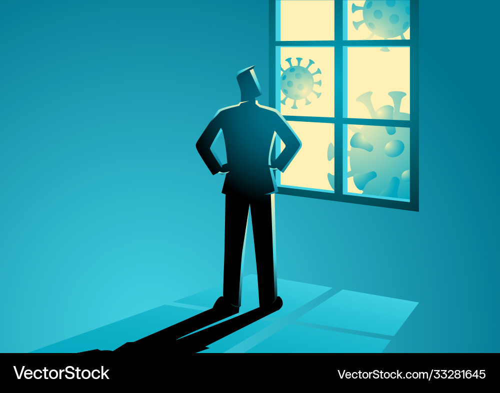 Man Watching Through Window - Isolation Vector Image