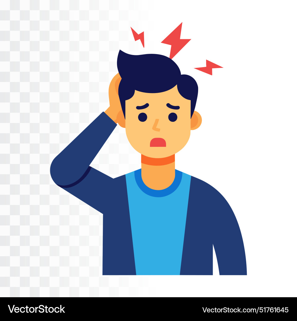 Man with headache on transparent background Man with headache on transparent background vector image