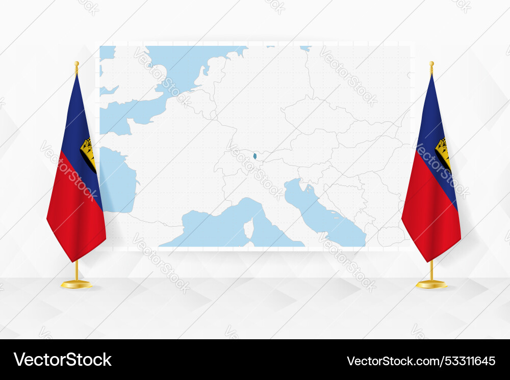 Map of liechtenstein and flags vector image