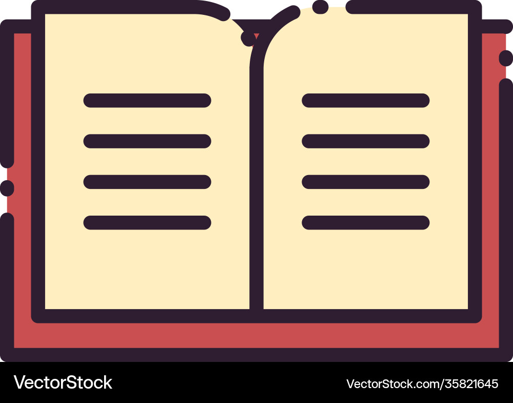 Open book line and fill style icon design vector image