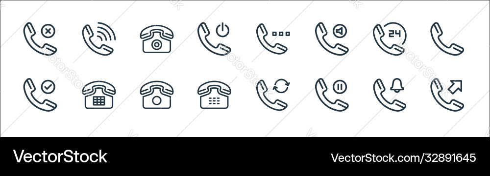 Phone line icons linear set quality Phone line icons linear set quality Vector Image