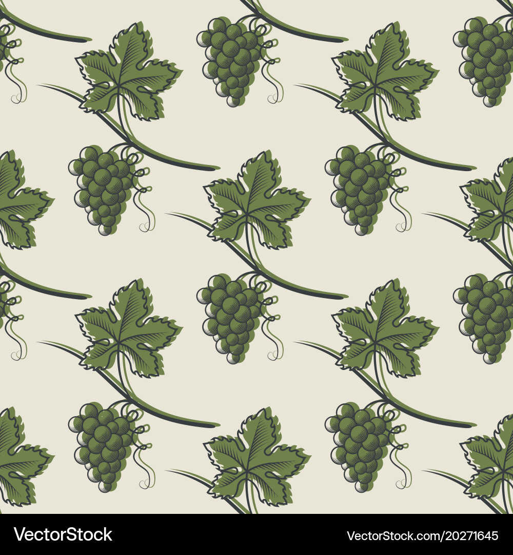 Seamless pattern of green grape vector image
