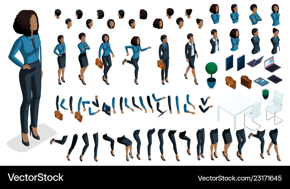 Set for create your character in isometric Set for create your character in isometric vector image